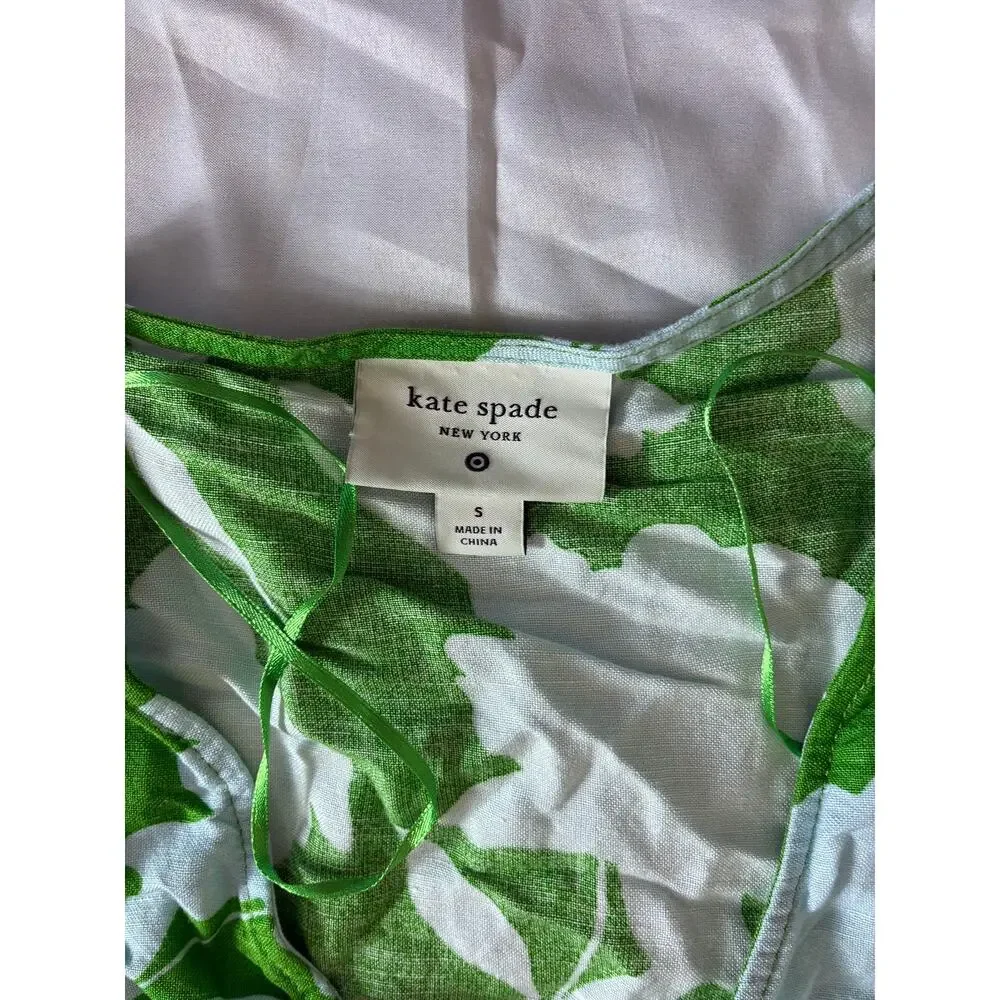 Kate Spade New York Dress Women's S Green Blue Floral Tie Shoulder